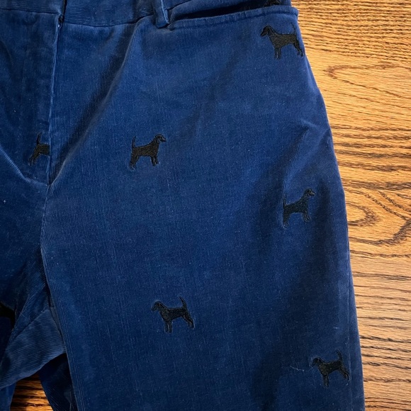 Lilly Pulitzer Blue Corduroy Velour Pants with Black Dog Embroidery Size 6 - Picture 2 of 8